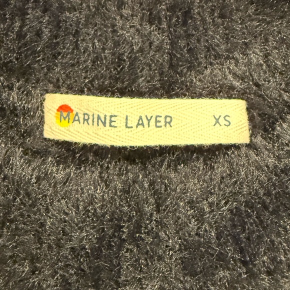 Marine Layer Sweater Size XS Black Fuzzy Eyelash Polka Dot Crewneck - Picture 8 of 10